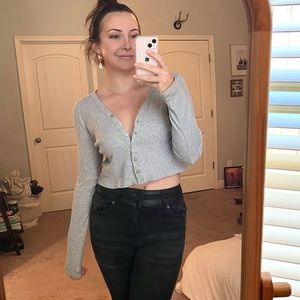 Grey Brandy Melville Long Sleeve Shirt